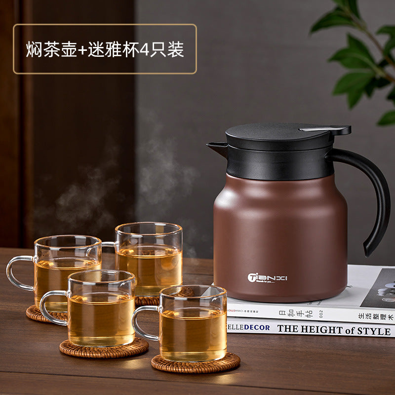 家用一键出水陶瓷内胆保温泡茶壶 大容量茶水分离老白茶焖茶水壶Home Use One-Touch Water Dispensing Ceramic-Lined Insulated Teapot with Large Capacity and Separate Tea and Water Compartments for Steeping Aged White Tea