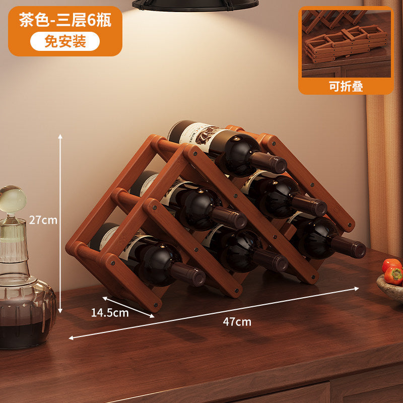 桌面简易红酒架楠竹置物架免安装格子葡萄酒架摆件酒柜红酒展示架Simple Desktop Wine Rack, Nanmu Bamboo Shelving Unit, No Assembly Required, Grid-Style Wine Rack, Decorative Item, Wine Cabinet, Red Wine Display Stand