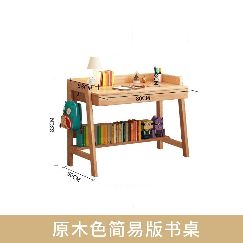 儿童学习桌实木书桌小学生学习桌简约卧室男女孩家用写字桌椅套装Children’s Study Desk, Solid Wood Desk, Primary School Pupil’s Desk, Minimalist Bedroom Desk and Chair Set for Boys and Girls, Home Use