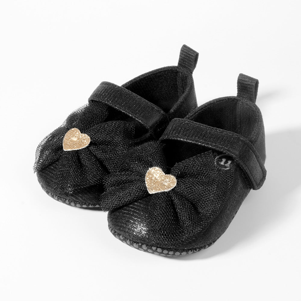 女宝宝鞋公主鞋0-1岁防滑软婴儿学步鞋百日周岁鞋 Baby Girls' Shoes: Princess-Style Shoes, 0–1 Years Old, Non-Slip Soft Baby First Steps Shoes, 100-Day and First Birthday Shoes