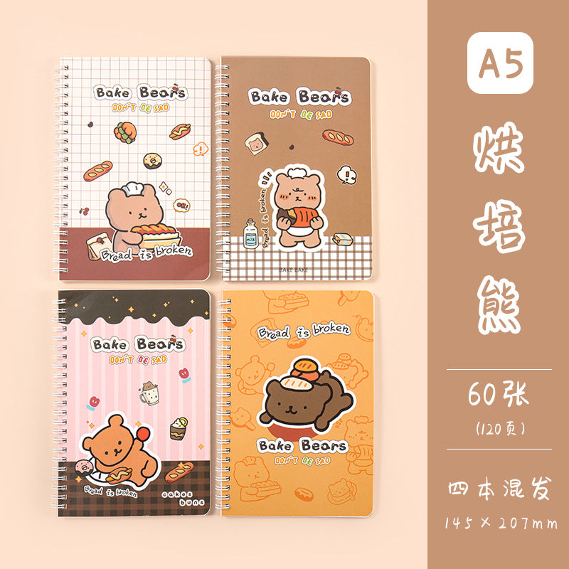 魔卡A5线圈本线圈横线本卡通学生文具记事本笔记本商务礼品活页 Magic Card A5 Spiral Notebook, Horizontal-Line Spiral Notebook, Cartoon-Themed Student Stationery, Notepad, Notebook, Business Gift, Loose-Leaf