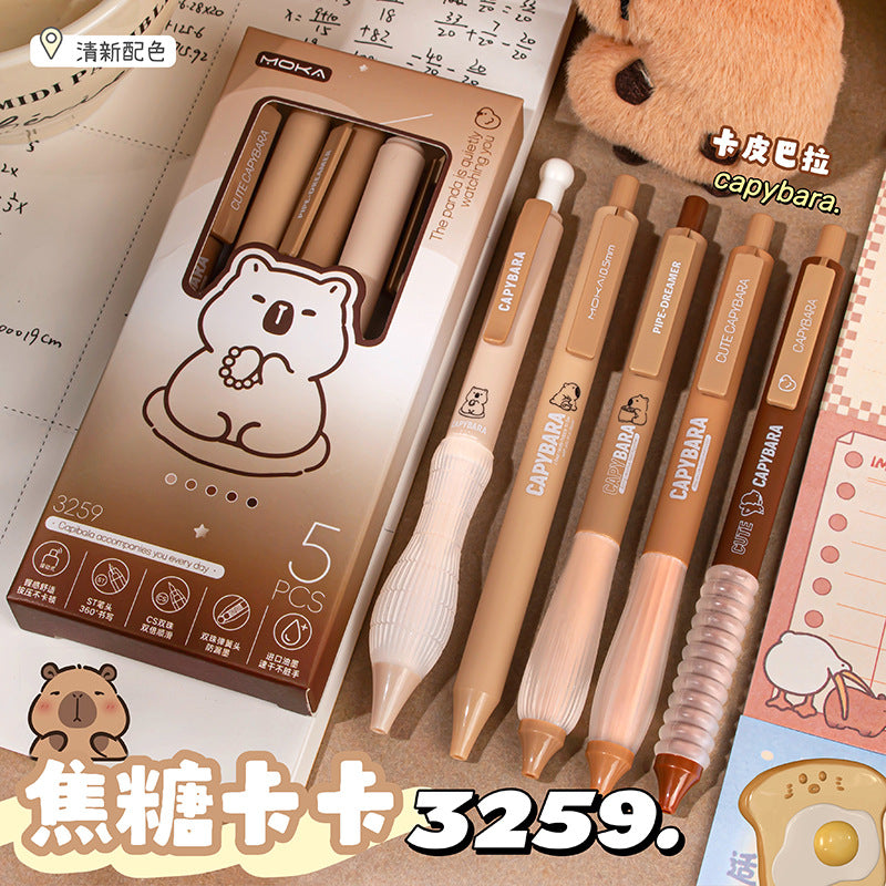 MOKA渐变色按动笔中性笔全聚碳套装创意文具学生刷题笔签字笔黑笔MOKA Gradient-Color Push-Button Ballpoint Pen Set with Full Polycarbonate Barrel—Creative Stationery, Student Study Pen, Signature Pen, Black Ink