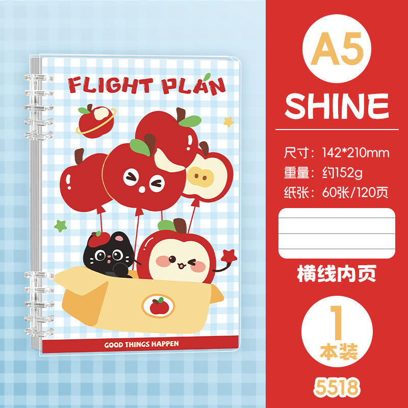 高颜值卡通活页A5线圈本可爱学生B5手账笔记本文具日记本 Stylish Cartoon A5 Spiral-Bound Notebook, Cute Student B5 Planner, Notebook, Stationery, Diary