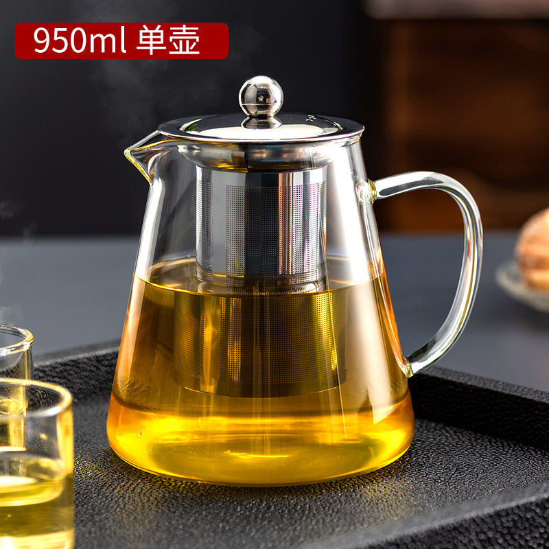 天喜玻璃茶壶家用过滤泡茶壶大容量水壶耐热玻璃壶花茶红茶具套装Tianxi Glass Teapot: Household Filtered Teapot, Large-Capacity Kettle, Heat-Resistant Glass Kettle, Floral Tea and Black Tea Set