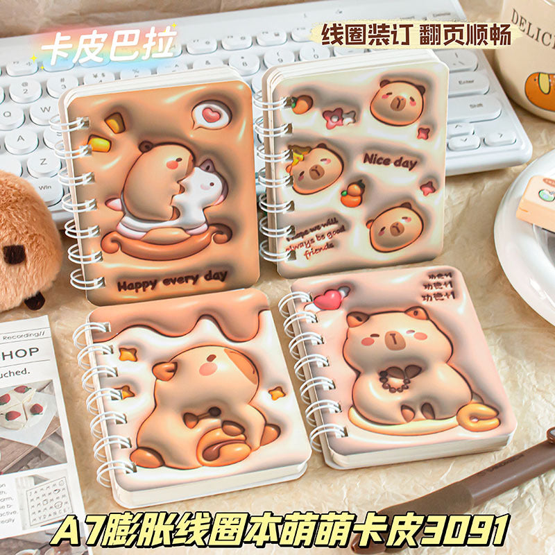 MOKA卡通A7膨胀线圈笔记本可爱熊猫卡皮迷你本子学生便携随身口袋MOKA Cartoon A7 Expanding Spiral Notebook—Cute Panda-Printed Cover, Mini Notebook, Portable and Compact for Students