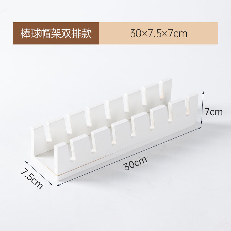 现货木质壁挂式棒球帽展示架实木收纳架家用垂直衣帽架玄关陈列架In-stock wooden wall-mounted baseball cap display rack, solid wood storage rack, home vertical coat rack, hallway display rack