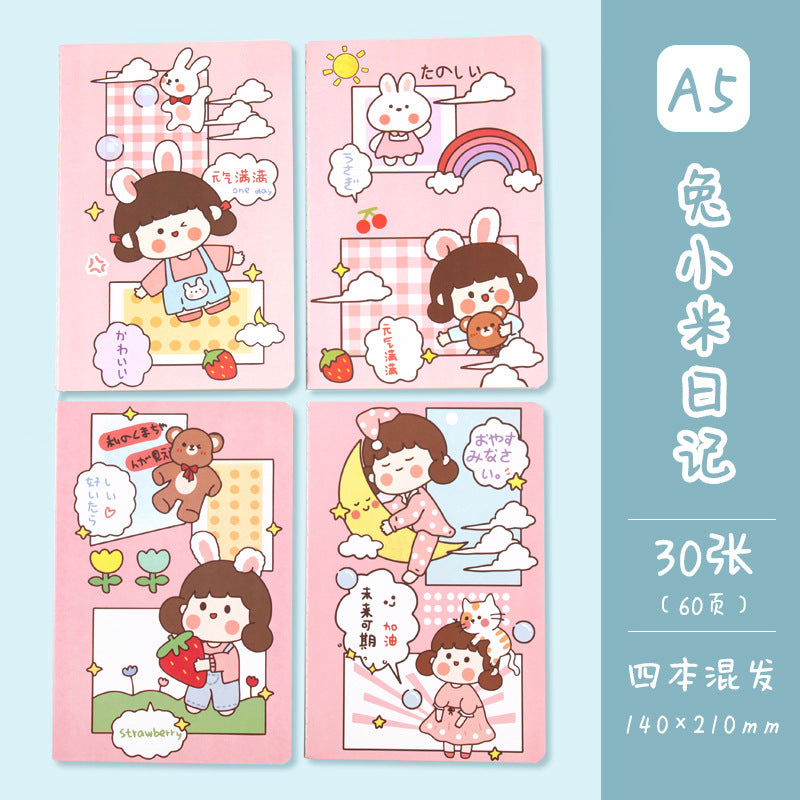记事本可爱卡通学生用品作文本创意图案A5车线本子笔记本Notebooks: Cute Cartoon Student Supplies, Creative Design A5 Stitched Notebooks