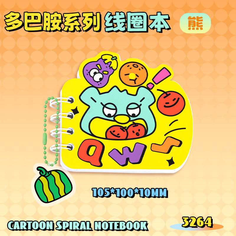 多巴胺卡通异形线圈本高颜值小学生侧翻笔记本硬壳加厚跨境记事本Dopamine-themed Cartoon Alien Coil-Bound Notebook: High-Quality Elementary School Student Side-Flip Notebook with Hard Cover and Thickened Pages—Cross-Border Notepad