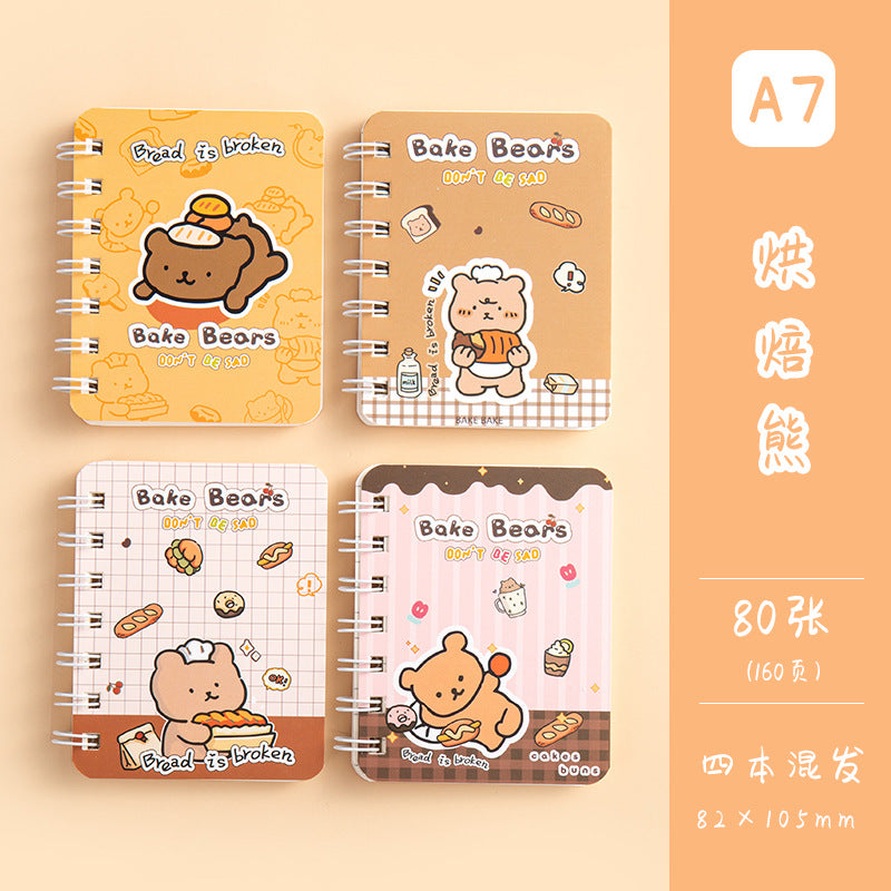 卡通横线本便携迷你记事本学生文具本子单词本线圈本学习笔记本 Cartoon-Printed Lined Notebook, Portable Mini Notepad, Student Stationery, Vocabulary Notebook, Spiral-Bound Notebook, Study Notebook
