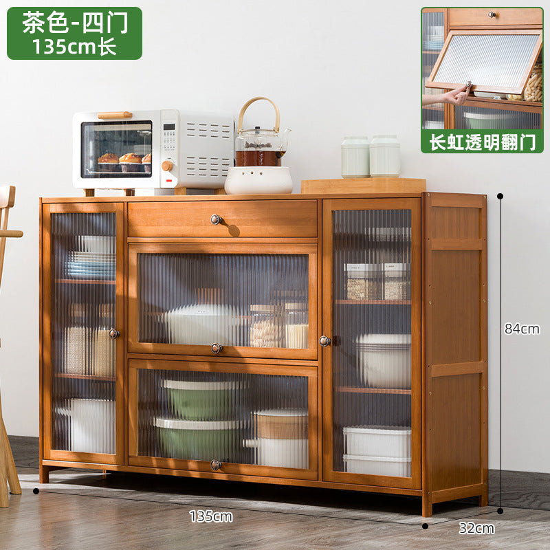 楠竹餐边柜厨房柜子储物柜置物柜家用备餐收纳柜原木风客厅茶水柜Nan Zhu Sideboard, Kitchen Cabinet, Storage Cabinet, Shelving Unit, Home Food Preparation Storage Cabinet, Rustic-Style Living Room Tea Cabinet