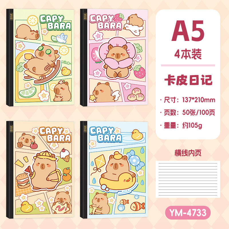 A5笔记本记事本高颜值学生冷胶卡通平摊本文具礼品本子A5 Notebook: Stylish Student Notebook with Cold-Laminated Cartoon Design, Lies Flat—Stationery Gift Notebook