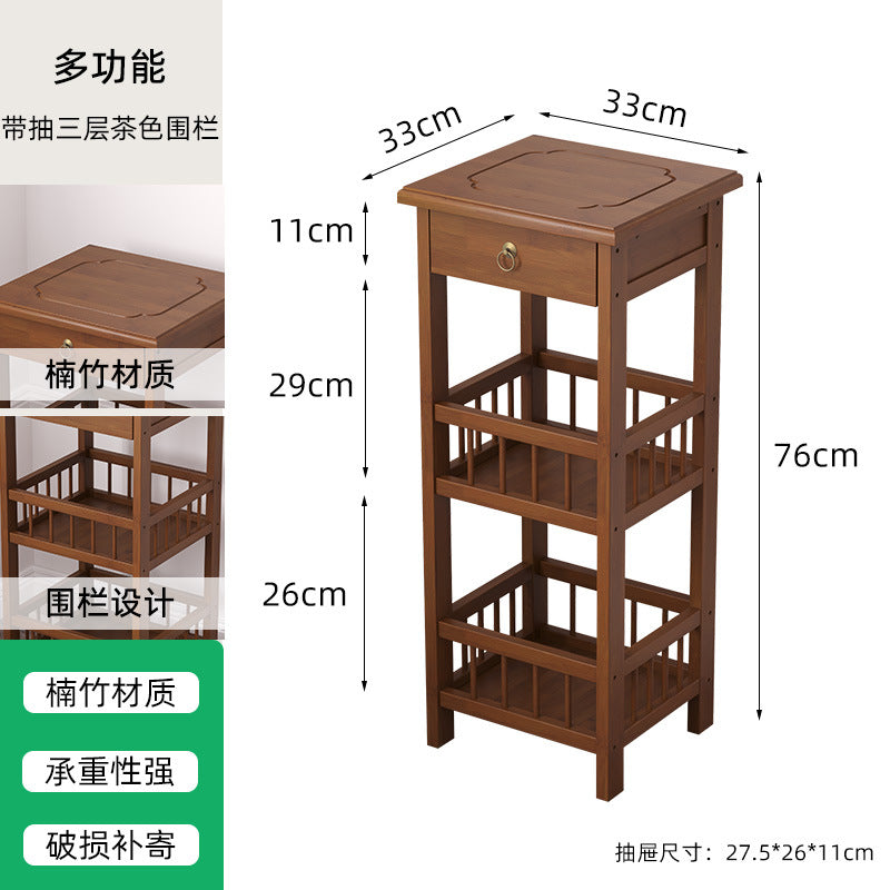厨房置物架落地多层简易货架储物架子家用放置调料电饭煲橱柜楠竹Kitchen storage rack – freestanding, multi-tiered, simple shelving unit for home use; ideal for storing spices, rice cookers and kitchen cupboards; made from nan bamboo