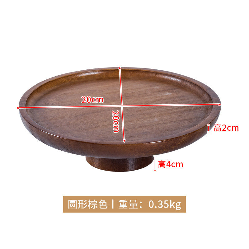 复古木质高脚蛋糕展示盘水果点心糖果盘子零食干果盘高脚托展示盘Vintage wooden pedestal cake stand; fruit, pastry and sweet tray; snack and dried fruit tray; pedestal display stand