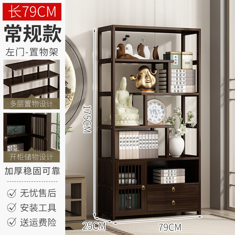 新中式博古架多宝阁 实木置物架客厅隔断展示柜古董摆件架New Chinese-style display cabinet, multi-shelf cabinet; solid wood shelving unit, living room room divider, display cabinet, antique ornament stand