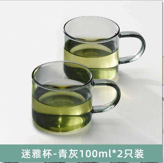玻璃小茶杯功夫主人杯单杯茶具品茗杯套装耳杯透明带把小杯子Small Glass Tea Cups, Kung Fu Master Set, Single-Cup Tea Set, Tea Tasting Cup Set, Ear Cups, Transparent Small Cups with Handles
