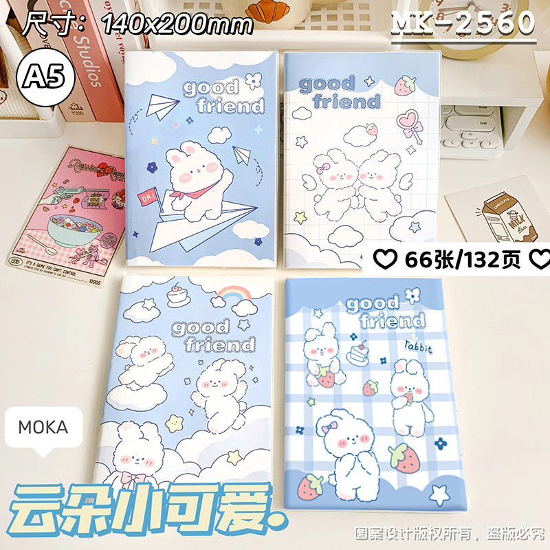 MOKA新款A6胶套笔记本A5学生办公高颜值加厚本子记笔记小清新本子MOKA's New A6 Plastic-Covered Notebook: A5 Size for Students and Office Use—Stylish, Thick-Paged Notebook for Note-Taking with a Fresh, Minimalist Design