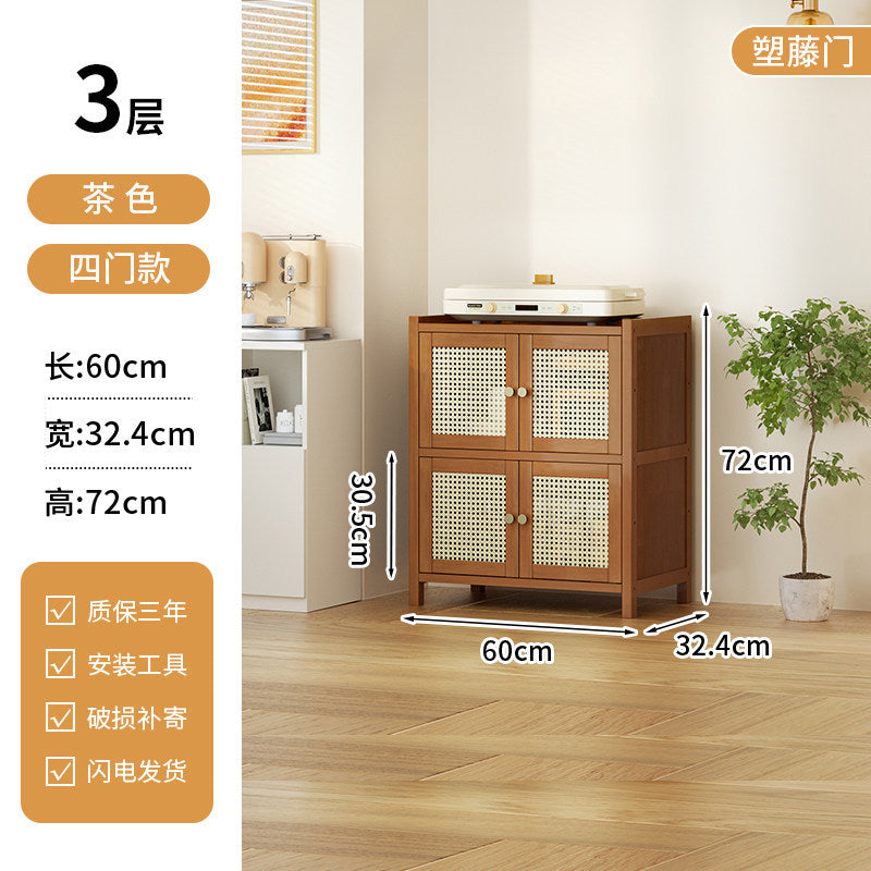 餐边柜靠墙一体储物柜中古风多功能茶水柜客厅Wall-mounted sideboard with integrated storage unit – vintage-style multifunctional tea cabinet for the living room