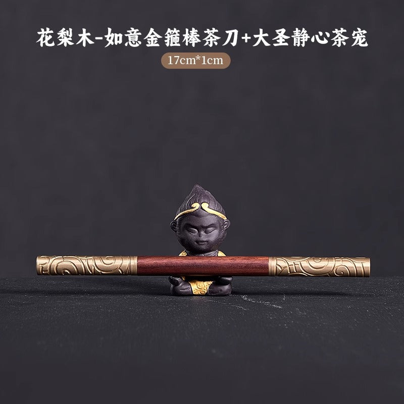 创意茶道茶针黑檀木花梨木悟空茶刀普洱茶专用工具撬茶饼茶具配件Creative Tea Ceremony Tea Pick, Ebony and Rosewood Tea Knife, Pu'er Tea-Specific Tools, Tea Cake Cutter, Tea Set Accessories