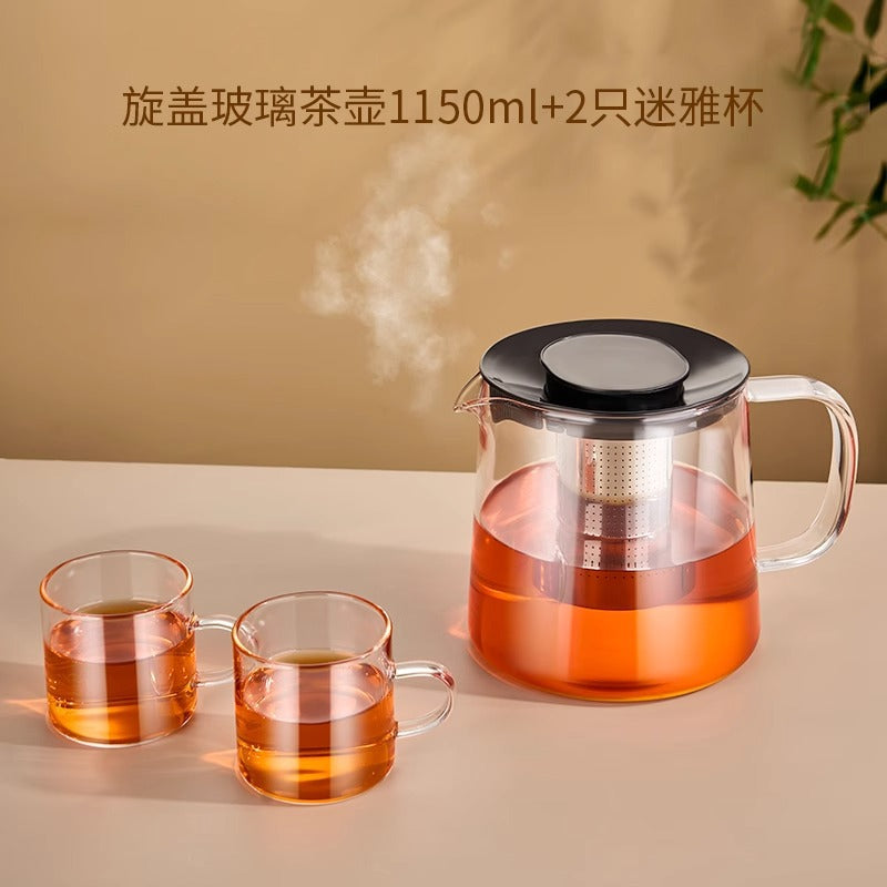 可拆卸茶壶玻璃耐高温围炉煮茶器大烧水壶泡茶专用煮茶壶Detachable Glass Teapot, Heat-Resistant, For Boiling Tea Over a Fire, Large Kettle, Specially Designed for Brewing Tea