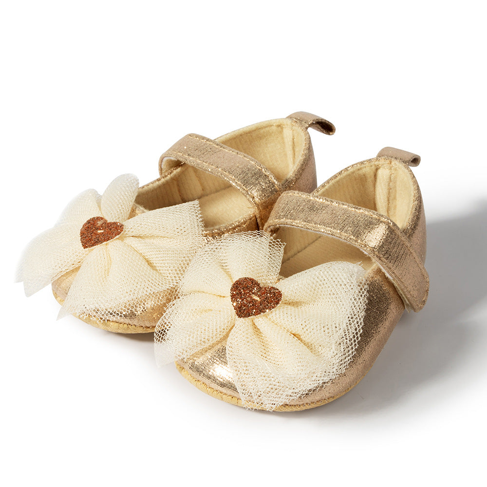 女宝宝鞋公主鞋0-1岁防滑软婴儿学步鞋百日周岁鞋 Baby Girls' Shoes: Princess-Style Shoes, 0–1 Years Old, Non-Slip Soft Baby First Steps Shoes, 100-Day and First Birthday Shoes
