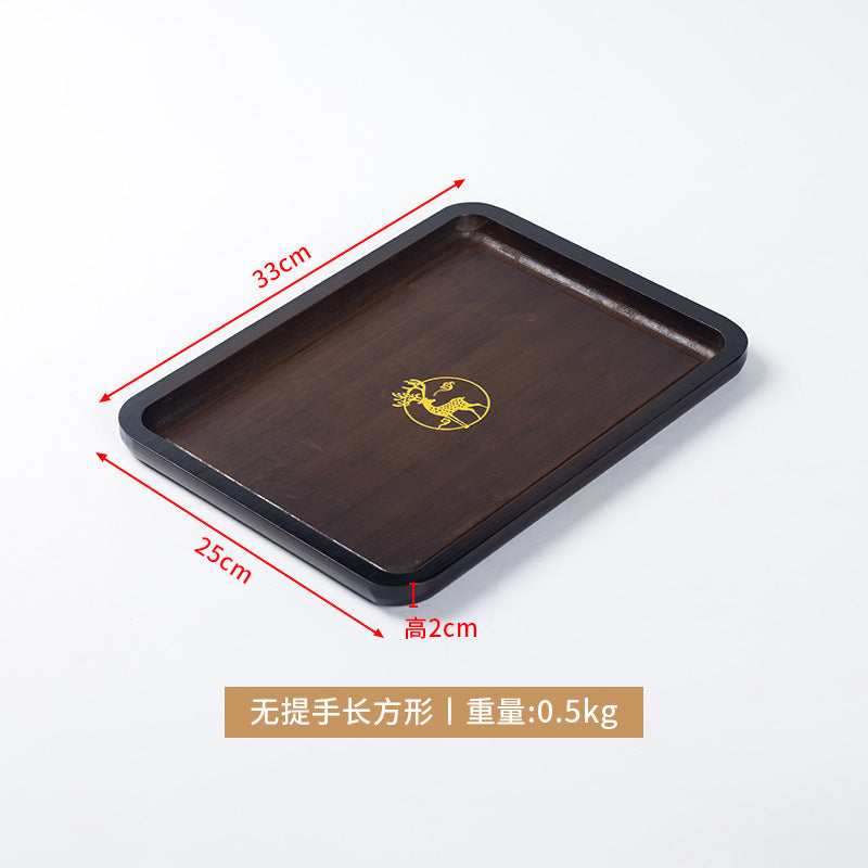 复古轻奢托盘楠竹茶盘长方形创意烫金印花竹托盘饭店酒店提手茶盤Retro, light-luxury bamboo tea tray – rectangular, creative hot-stamped patterned bamboo tray with handles, ideal for restaurants and hotels
