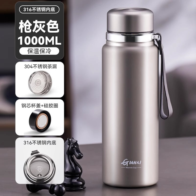 天喜锤纹飘逸杯泡茶壶茶水分离玻璃茶壶过滤花茶壶冲茶器家用茶具Men's Large-Capacity Portable Winter Tea Mug, Stainless Steel Insulated Cup, High-End Business Water Bottle