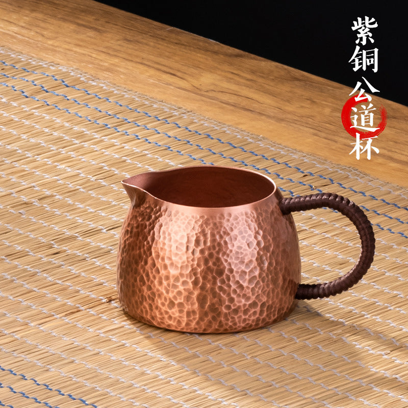 创意家用复古煮茶烧水手工紫铜壶 大容量养生带茶隔带提梁泡茶壶Creative Vintage-Style Handcrafted Red Copper Teapot for Home Use—Large-Capacity Health-Conscious Teapot with Tea Strainer and Handle