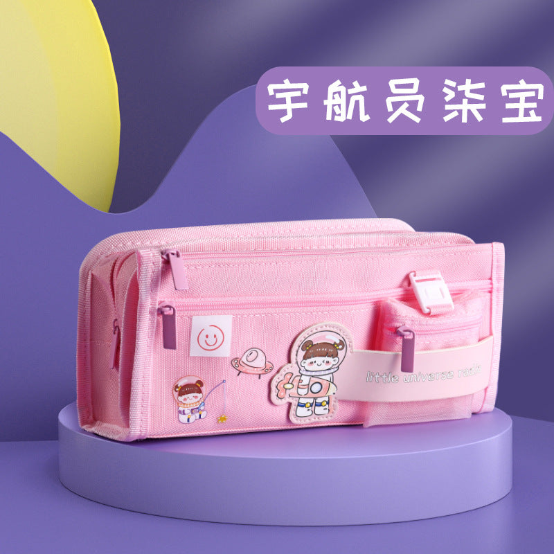 MOKA魔卡文具盒高颜值初中生网红帆布铅笔盒带零钱包创意双仓笔袋MOKA Magic Card Pencil Case: Stylish, Trendy Canvas Pencil Case for Middle School Students with a Coin Pouch—Creative Dual-Compartment Design