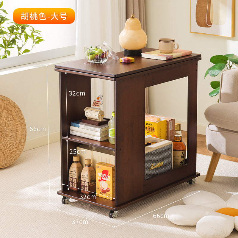 楠竹茶几折叠多功能小桌子小户型客厅边柜家用可移动推车沙发边几Bamboo coffee table, foldable, multifunctional, small table, sideboard for small living rooms, home use, mobile trolley, sofa side table