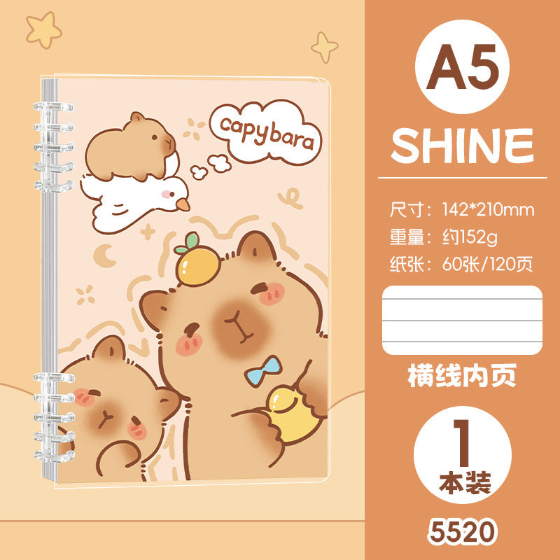 高颜值卡通活页A5线圈本可爱学生B5手账笔记本文具日记本 Stylish Cartoon A5 Spiral-Bound Notebook, Cute Student B5 Planner, Notebook, Stationery, Diary