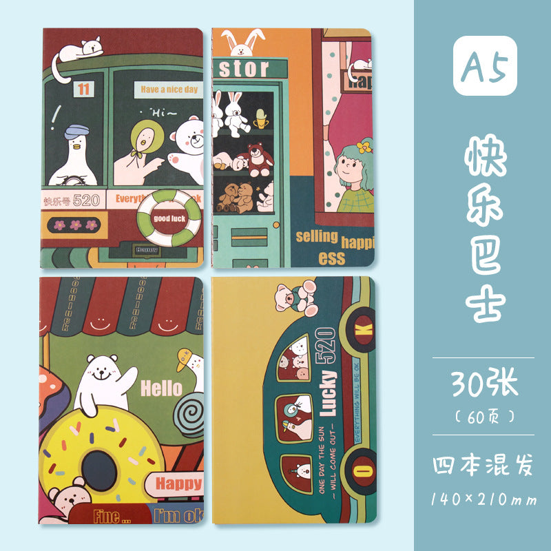 记事本可爱卡通学生用品作文本创意图案A5车线本子笔记本Notebooks: Cute Cartoon Student Supplies, Creative Design A5 Stitched Notebooks
