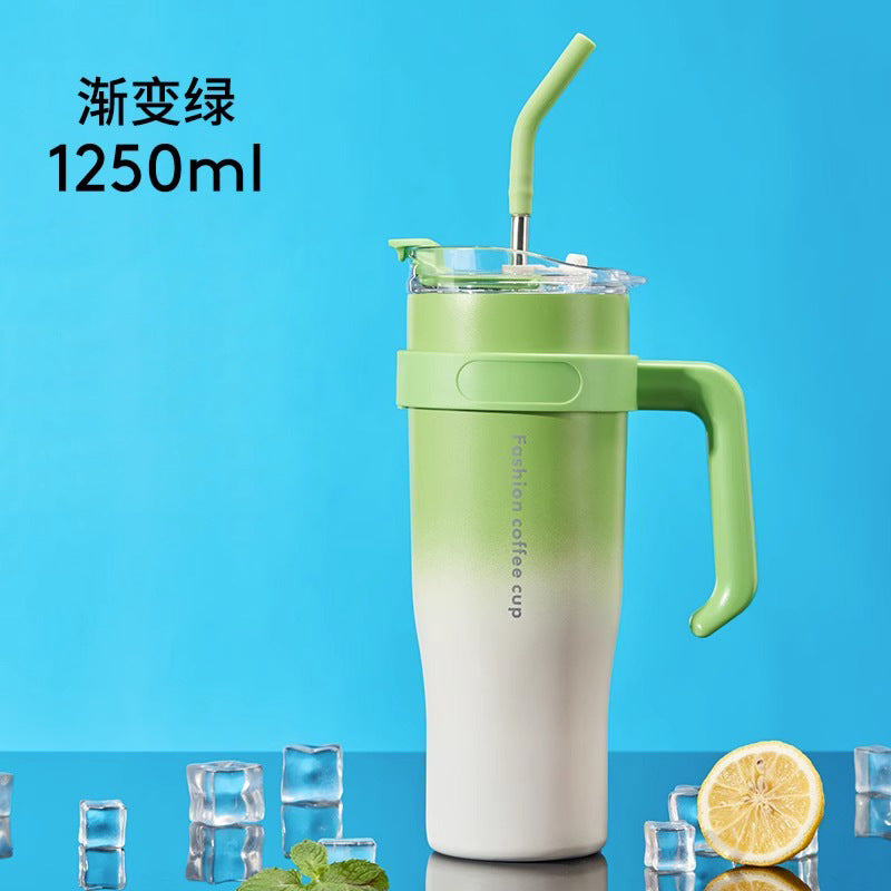 巨无霸保温杯大容量冰霸杯304不锈钢水杯女男生吸管杯子Giant Insulated Cup, Large-Capacity Ice-Keeping Cup, 304 Stainless Steel Water Bottle for Men and Women, Straw Cup