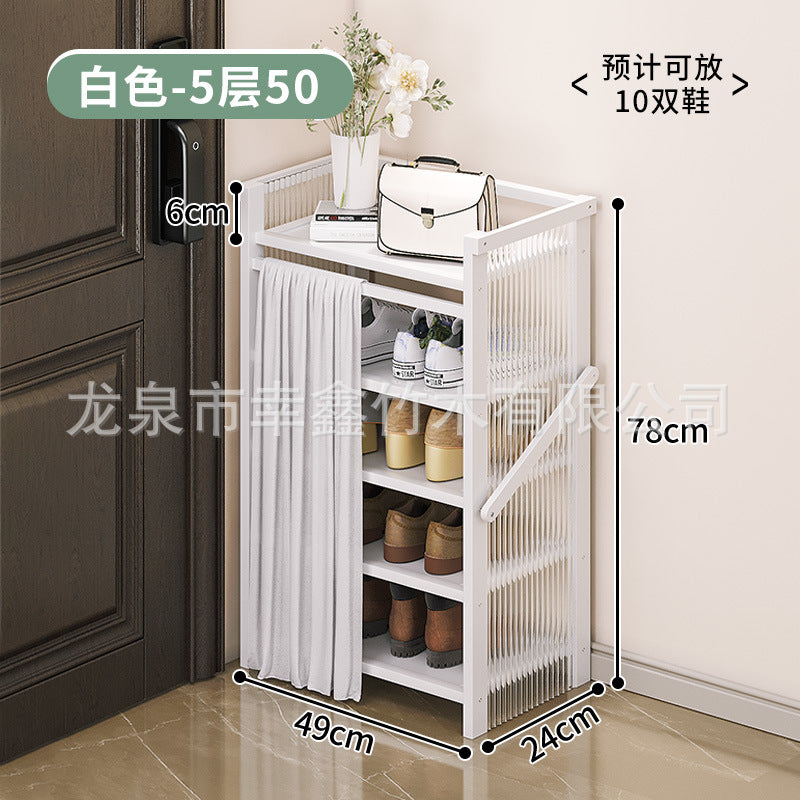亚克力折叠鞋架小窄免安装防尘鞋柜家用门口多层出租房置物收纳架Acrylic folding shoe rack – compact, narrow, no assembly required, dust-proof shoe cupboard for home use; multi-tier storage rack for hallways and rented accommodation