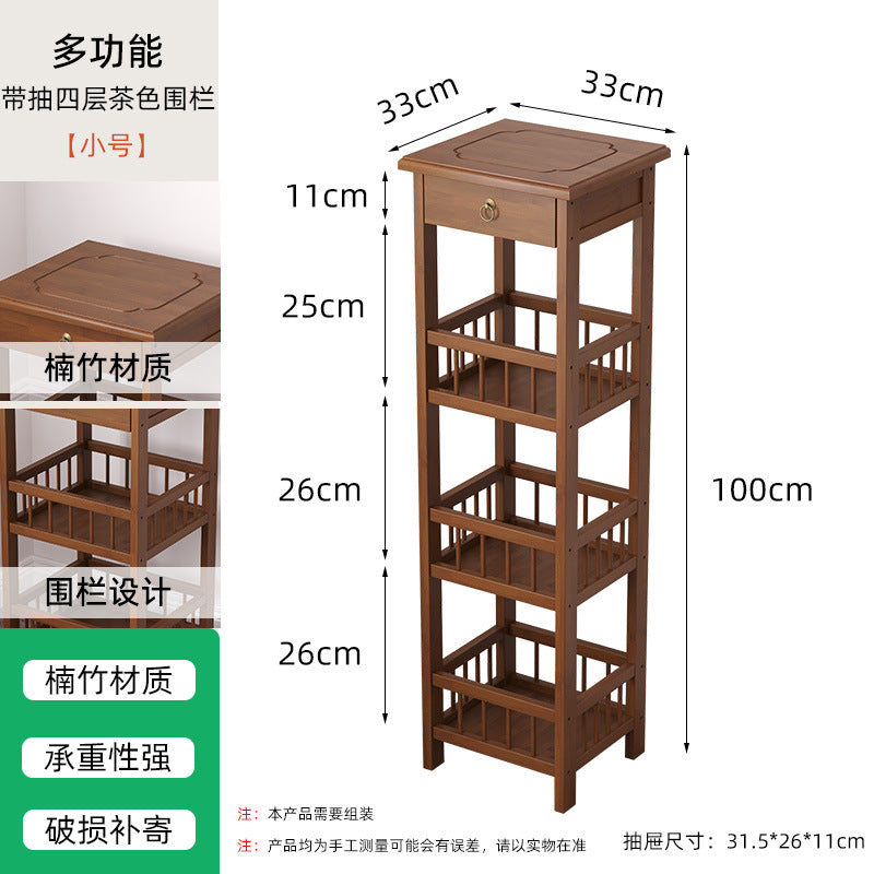 厨房置物架落地多层简易货架储物架子家用放置调料电饭煲橱柜楠竹Kitchen storage rack – freestanding, multi-tiered, simple shelving unit for home use; ideal for storing spices, rice cookers and kitchen cupboards; made from nan bamboo