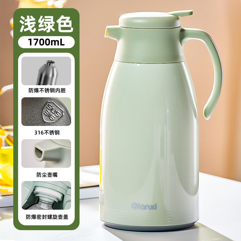 捷安玺升级款不锈钢保温壶高颜值大容量热水瓶家用办公宿舍暖水壶Stainless Steel Insulated Thermos Stylish, Large-Capacity Hot Water Bottle for Home, Office, and Dorm Rooms