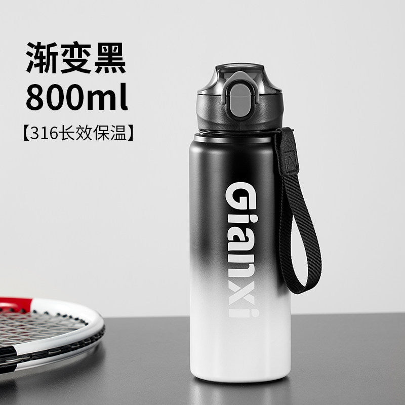 捷安玺新款炫酷渐变保温杯户外便捷运动水壶一盖双饮不锈钢随行杯Stylish Gradient Insulated Cup: Convenient Outdoor Sports Water Bottle with Dual-Drink Lid—Stainless Steel Travel Mug