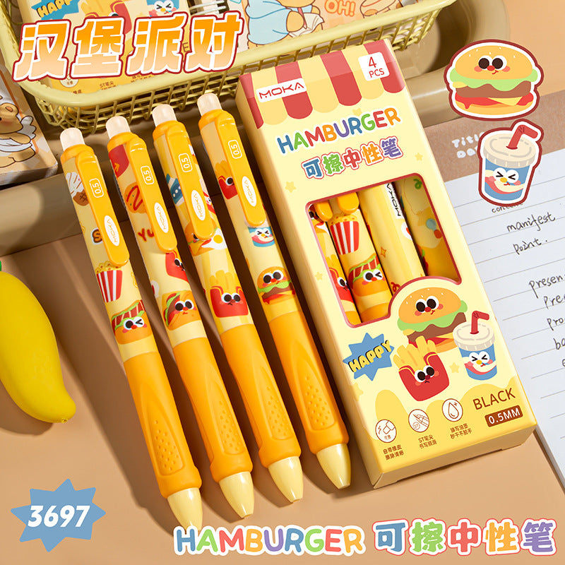 卡通可爱可擦笔中性笔小学生考试蓝笔速干刷题笔软握蓝色水笔Cute Cartoon-Style Erasable Gel Pen for Elementary School Students: Blue Quick-Drying Practice Pen with Soft Grip