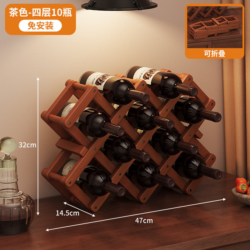 桌面简易红酒架楠竹置物架免安装格子葡萄酒架摆件酒柜红酒展示架Simple Desktop Wine Rack, Nanmu Bamboo Shelving Unit, No Assembly Required, Grid-Style Wine Rack, Decorative Item, Wine Cabinet, Red Wine Display Stand