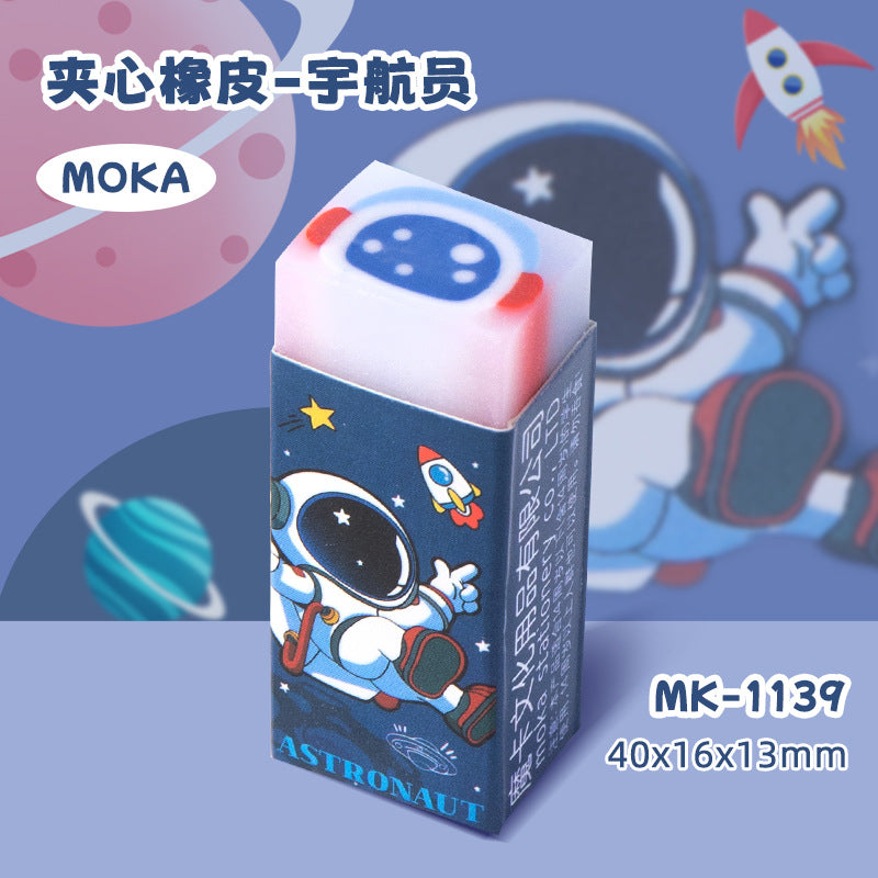 MOKA可切卡通夹心橡皮学生幼儿园环可爱萌宠绘画橡皮文具奖品MOKA Cuttable Cartoon-Printed Filled Erasers for Students and Preschoolers—Cute Pet-Themed Art Erasers, Stationery, and Prizes