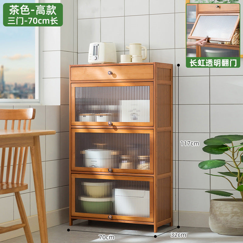 楠竹餐边柜厨房柜子储物柜置物柜家用备餐收纳柜原木风客厅茶水柜Nan Zhu Sideboard, Kitchen Cabinet, Storage Cabinet, Shelving Unit, Home Food Preparation Storage Cabinet, Rustic-Style Living Room Tea Cabinet