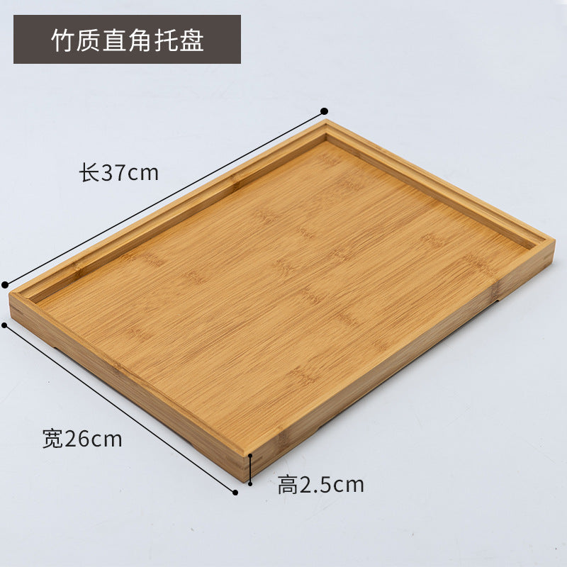 长方形竹木托盘家用简约面包水果点心托盘竹制酒店小茶盘水杯托盘Rectangular bamboo and wood tray; minimalist home-use bread, fruit and pastry tray; bamboo hotel tea tray; glass coaster