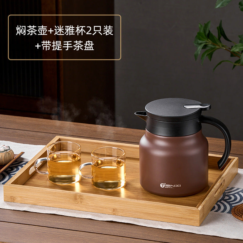 家用一键出水陶瓷内胆保温泡茶壶 大容量茶水分离老白茶焖茶水壶Home Use One-Touch Water Dispensing Ceramic-Lined Insulated Teapot with Large Capacity and Separate Tea and Water Compartments for Steeping Aged White Tea