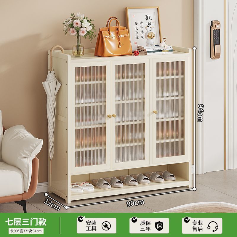 鞋柜家用门口室内玄关柜一体新款爆款储物柜大容量鞋架奶油白Shoe Cabinet – New, Best-Selling All-in-One Home Entryway Storage Unit with Large Capacity Shoe Rack – Cream White