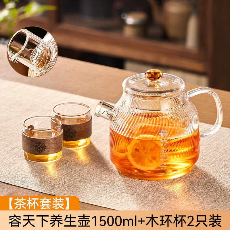 厂家定制玻璃壶高硼硅耐热玻璃煮茶壶可明火电陶炉大容量泡茶壶Glass Teapot: High-Borosilicate Heat-Resistant Glass Teapot Suitable for Open Flames and Electric Ceramic Stoves—Large-Capacity Teapot
