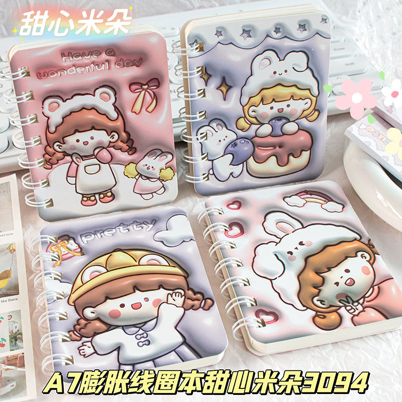 MOKA卡通A7膨胀线圈笔记本可爱熊猫卡皮迷你本子学生便携随身口袋MOKA Cartoon A7 Expanding Spiral Notebook—Cute Panda-Printed Cover, Mini Notebook, Portable and Compact for Students