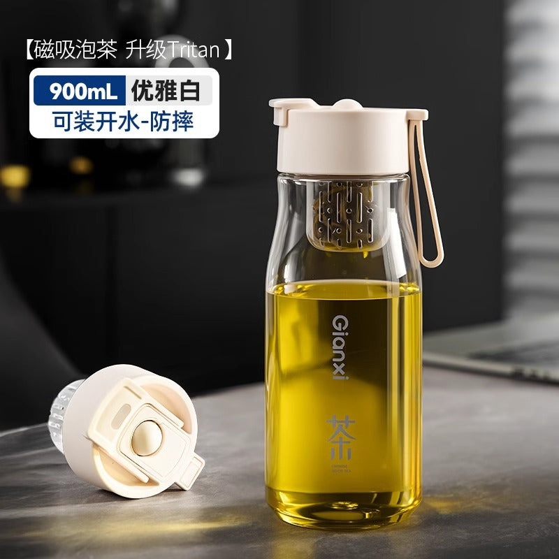 GIANXI捷安玺磁吸泡茶杯茶水分离Tritan泡茶杯大容量车载塑料杯GIANXI Magnetic Tea Cup with Tea-Water Separation, Tritan Tea Cup, Large-Capacity Plastic Car Cup