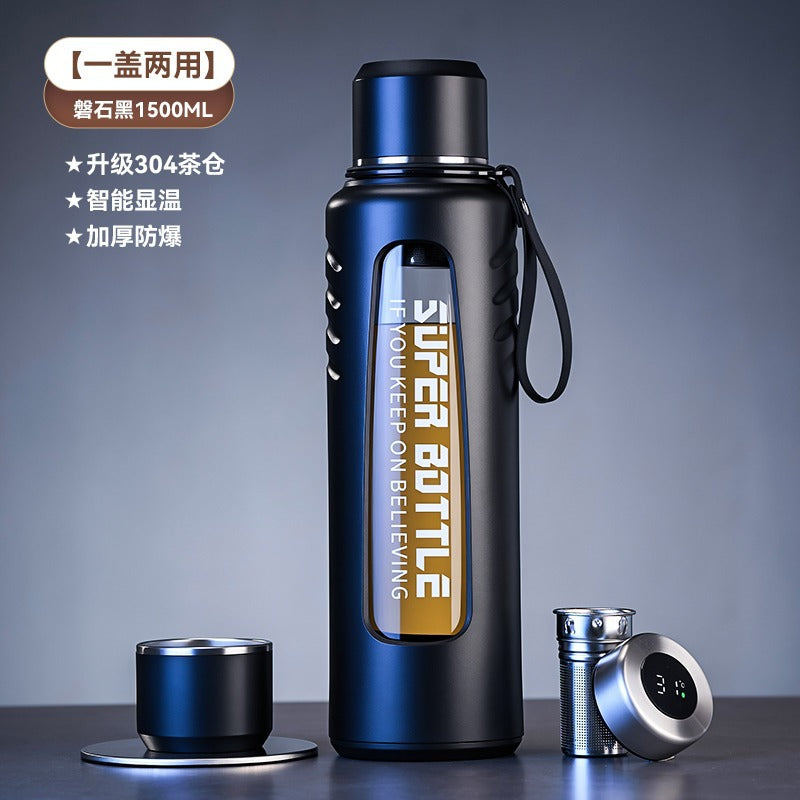 捷安玺大容量智能显温玻璃杯茶水分离泡茶杯耐热高硼硅户外随手杯Large-Capacity Smart Temperature-Displaying Glass Tea Cup with Tea-Water Separation, Heat-Resistant Borosilicate Outdoor Travel Mug