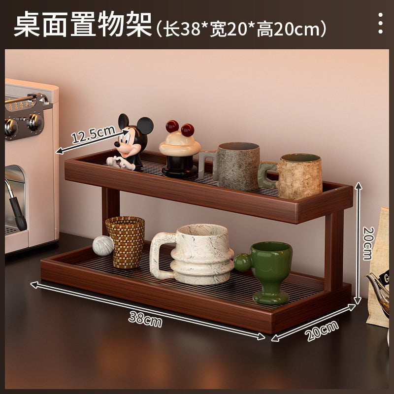 博古架多层楠竹小型桌面茶具架子置物架展示柜台面桌上茶杯收纳架Multi-tiered nanmu bamboo display cabinet, small tabletop tea set stand, storage rack, display cabinet, tabletop teacup organiser