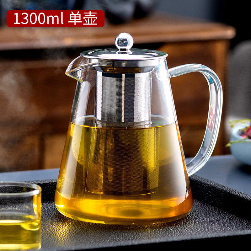 天喜玻璃茶壶家用过滤泡茶壶大容量水壶耐热玻璃壶花茶红茶具套装Tianxi Glass Teapot: Household Filtered Teapot, Large-Capacity Kettle, Heat-Resistant Glass Kettle, Floral Tea and Black Tea Set