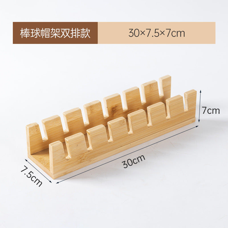 现货木质壁挂式棒球帽展示架实木收纳架家用垂直衣帽架玄关陈列架In-stock wooden wall-mounted baseball cap display rack, solid wood storage rack, home vertical coat rack, hallway display rack